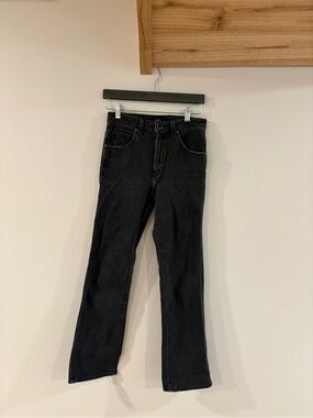 KHAITE Vivian High Rise Cropped Bootcut Jeans Washed Black
